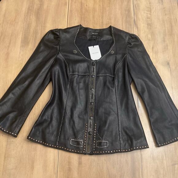NWT Isabel Marant Lambskin Leather Veste Blizzy Jacket $2,390 - Picture 3 of 12